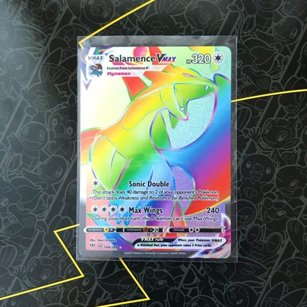 Salamence VMAX Rainbow Secret Rare Authentic Pokemon Card 194/189